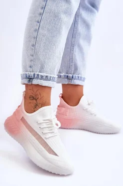 Online Boto Wsuwane Buty Sportowe Ombre Biało-Różowe Boston