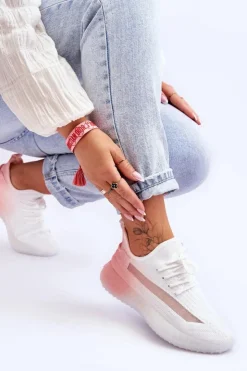 Online Boto Wsuwane Buty Sportowe Ombre Biało-Różowe Boston