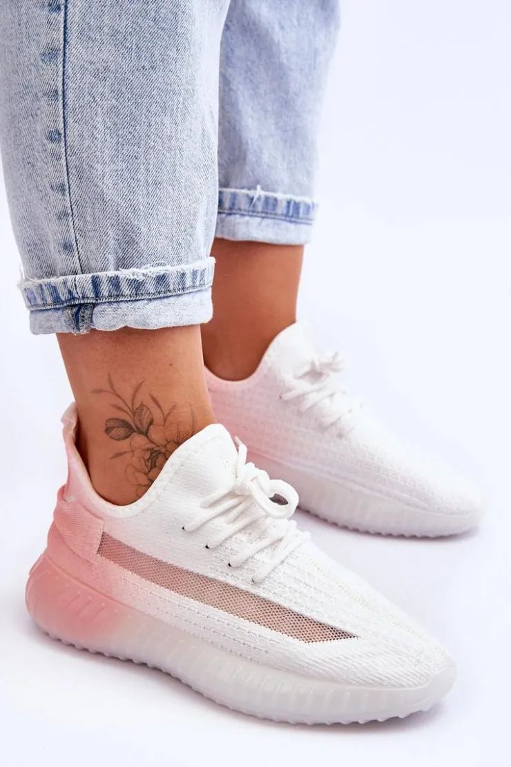 Online Boto Wsuwane Buty Sportowe Ombre Biało-Różowe Boston