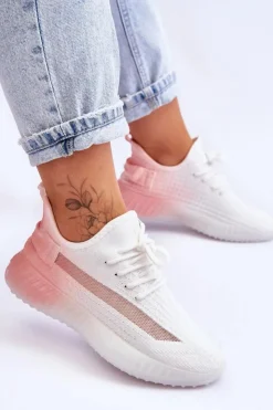 Online Boto Wsuwane Buty Sportowe Ombre Biało-Różowe Boston