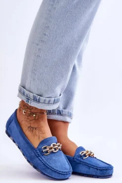 Damskie Boto Wsuwane Damskie Zamszowe Mokasyny Niebieskie Sorento