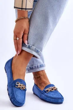 Damskie Boto Wsuwane Damskie Zamszowe Mokasyny Niebieskie Sorento