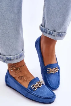 Damskie Boto Wsuwane Damskie Zamszowe Mokasyny Niebieskie Sorento