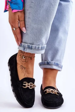 Hot Boto Wsuwane Damskie Zamszowe Mokasyny Czarne Sorento Czarny