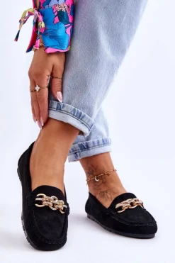 Hot Boto Wsuwane Damskie Zamszowe Mokasyny Czarne Sorento Czarny