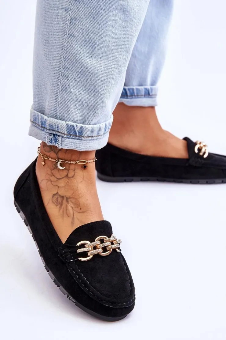 Hot Boto Wsuwane Damskie Zamszowe Mokasyny Czarne Sorento Czarny