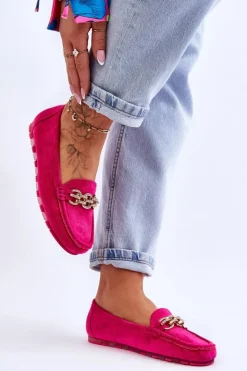 Clearance Boto Wsuwane Damskie Zamszowe Mokasyny Fuksja Sorento