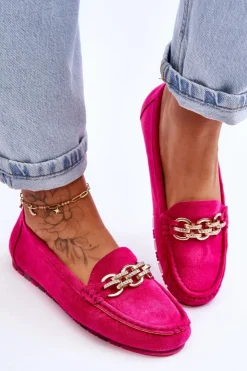 Clearance Boto Wsuwane Damskie Zamszowe Mokasyny Fuksja Sorento