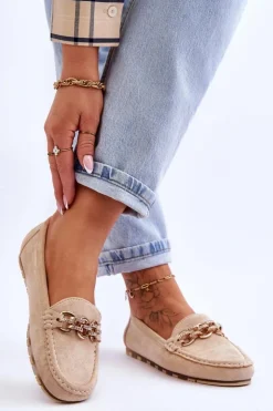 Discount Boto Wsuwane Damskie Zamszowe Mokasyny Beżowe Sorento