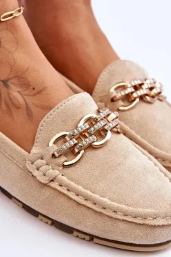 Discount Boto Wsuwane Damskie Zamszowe Mokasyny Beżowe Sorento