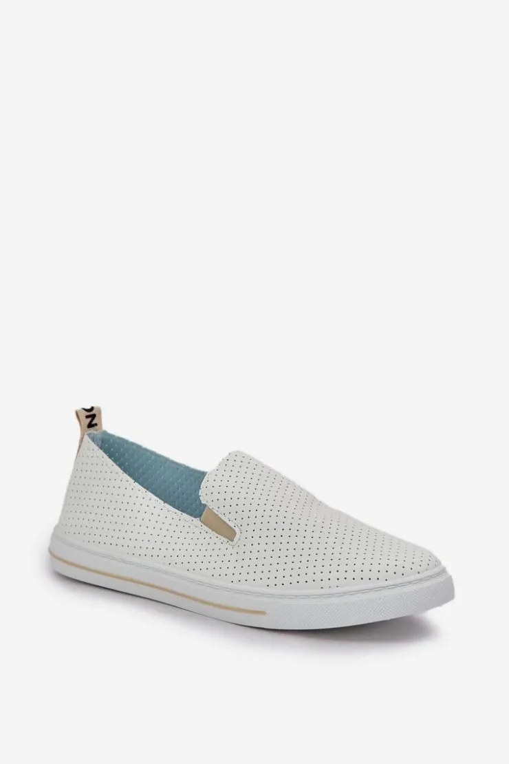 Boto Trampki Damskie Slip-On|Trampki Damskie Niskie*Wsuwane Eko Skórzane Damskie Tenisówki Trampki Z Napisem Jasnobeżowe Zalinne