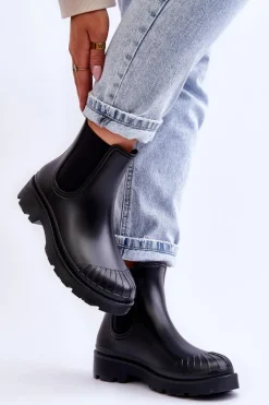 Boto Kalosze Damskie|Czarne Botki*Wsuwane Gumowe Botki Kalosze Sztyblety Czarne Carme