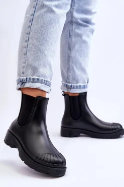 Boto Kalosze Damskie|Czarne Botki*Wsuwane Gumowe Botki Kalosze Sztyblety Czarne Carme