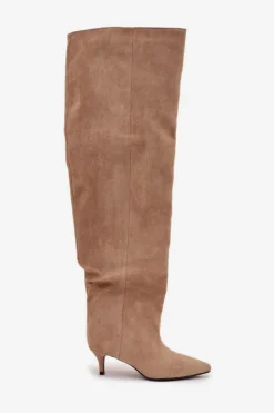 Boto Kozaki Ocieplane|Muszkieterki*Wsuwane Kozaki Damskie Na Szpilce Beżowe Ysolienne Beżowy