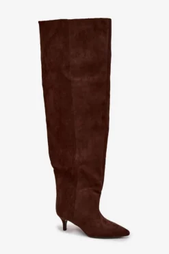 Clearance Boto Wsuwane Kozaki Damskie Na Szpilce Czekoladowe Ysolienne Brązowy