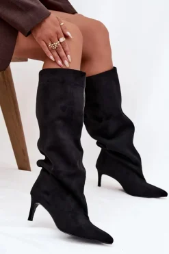 Boto Kozaki Ocieplane|Kozaki Na Szpilce*Wsuwane Kozaki Damskie Na Szpilce Czarne Taffine