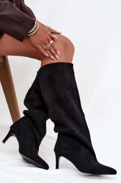 Boto Kozaki Ocieplane|Kozaki Na Szpilce*Wsuwane Kozaki Damskie Na Szpilce Czarne Taffine