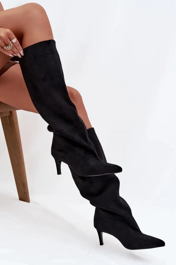 Boto Kozaki Ocieplane|Kozaki Na Szpilce*Wsuwane Kozaki Damskie Na Szpilce Czarne Taffine