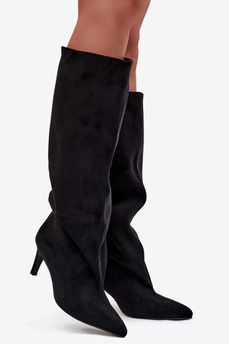 Boto Kozaki Ocieplane|Kozaki Na Szpilce*Wsuwane Kozaki Damskie Na Szpilce Czarne Taffine