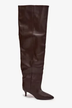 Damskie Boto Wsuwane Kozaki Damskie Na Szpilce Czekoladowe Ysolienne