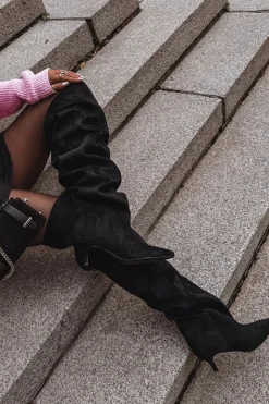 Boto Kozaki Ocieplane|Muszkieterki*Wsuwane Kozaki Damskie Na Szpilce Czarne Ysolienne