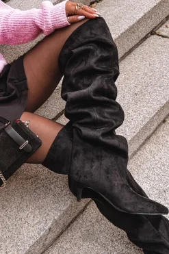 Boto Kozaki Ocieplane|Muszkieterki*Wsuwane Kozaki Damskie Na Szpilce Czarne Ysolienne