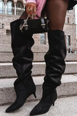 Boto Kozaki Ocieplane|Muszkieterki*Wsuwane Kozaki Damskie Na Szpilce Czarne Ysolienne