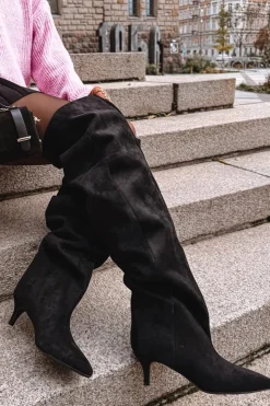 Boto Kozaki Ocieplane|Muszkieterki*Wsuwane Kozaki Damskie Na Szpilce Czarne Ysolienne