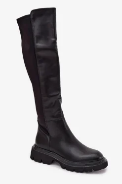 Discount Boto Wsuwane Kozaki Damskie Z Eko Skóry Czarne Sylvina Czarny