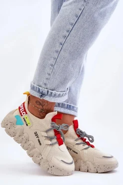 Clearance Boto Wsuwane Modne Sneakersy Beżowe Evolution