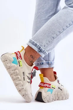 Clearance Boto Wsuwane Modne Sneakersy Beżowe Evolution