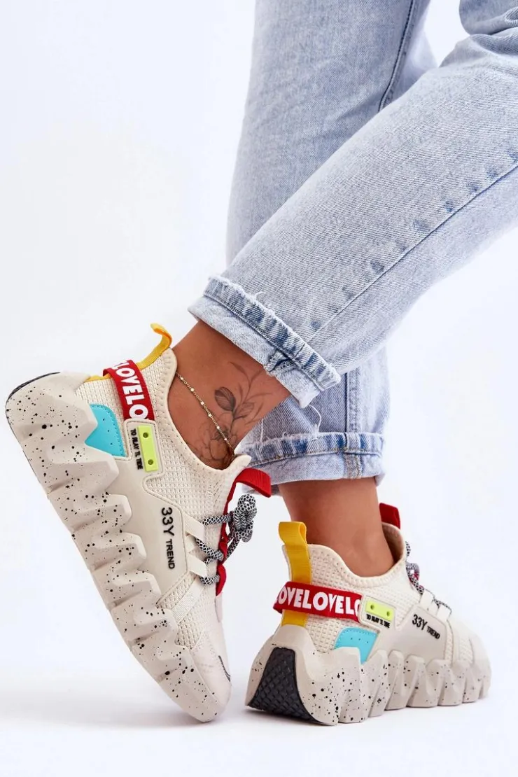 Clearance Boto Wsuwane Modne Sneakersy Beżowe Evolution