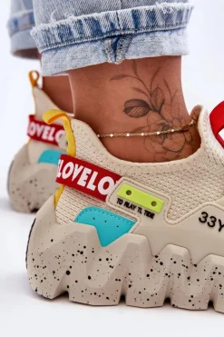 Clearance Boto Wsuwane Modne Sneakersy Beżowe Evolution