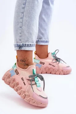 Damskie Boto Wsuwane Modne Sneakersy Jasnoróżowe Evolution
