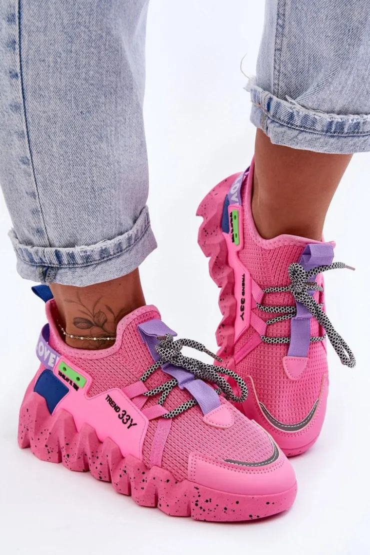 Boto Buty Sportowe Na Platformie|Sneakersy Damskie*Wsuwane Modne Sneakersy Różowe Evolution