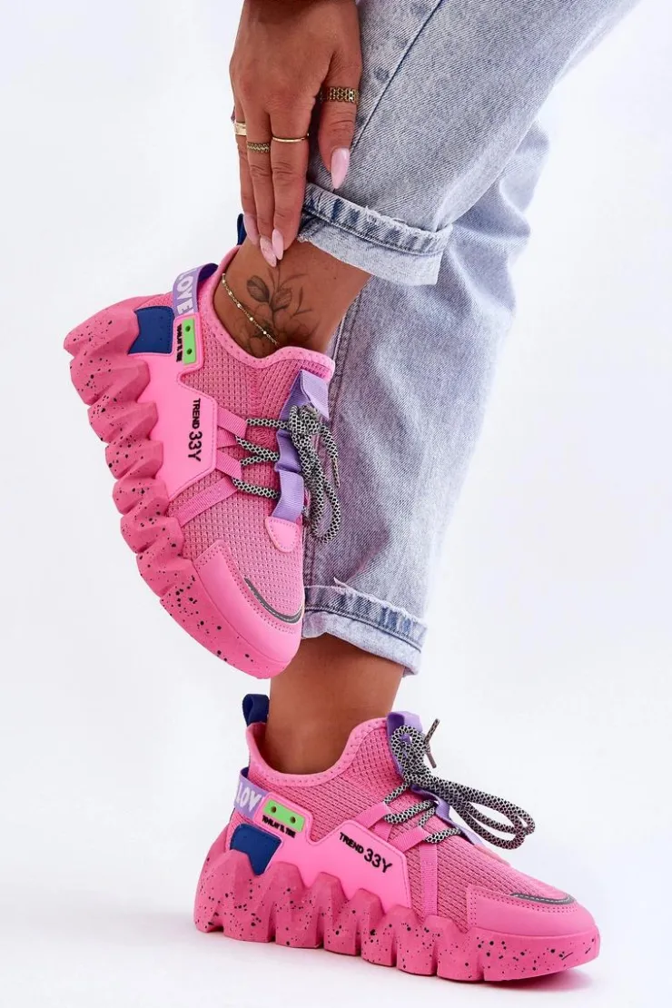 Boto Buty Sportowe Na Platformie|Sneakersy Damskie*Wsuwane Modne Sneakersy Różowe Evolution