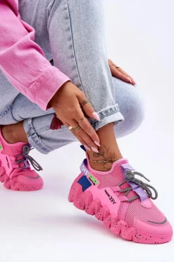 Boto Buty Sportowe Na Platformie|Sneakersy Damskie*Wsuwane Modne Sneakersy Różowe Evolution