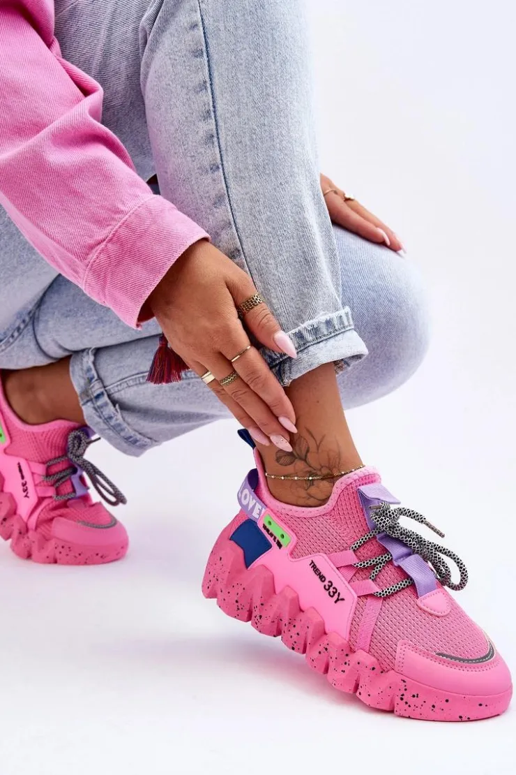 Boto Buty Sportowe Na Platformie|Sneakersy Damskie*Wsuwane Modne Sneakersy Różowe Evolution