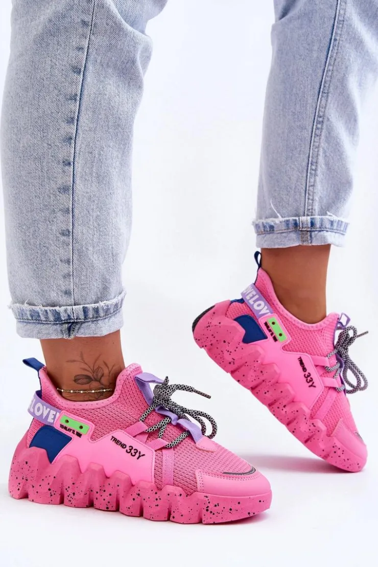 Boto Buty Sportowe Na Platformie|Sneakersy Damskie*Wsuwane Modne Sneakersy Różowe Evolution
