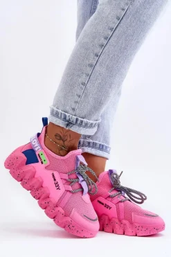Boto Buty Sportowe Na Platformie|Sneakersy Damskie*Wsuwane Modne Sneakersy Różowe Evolution