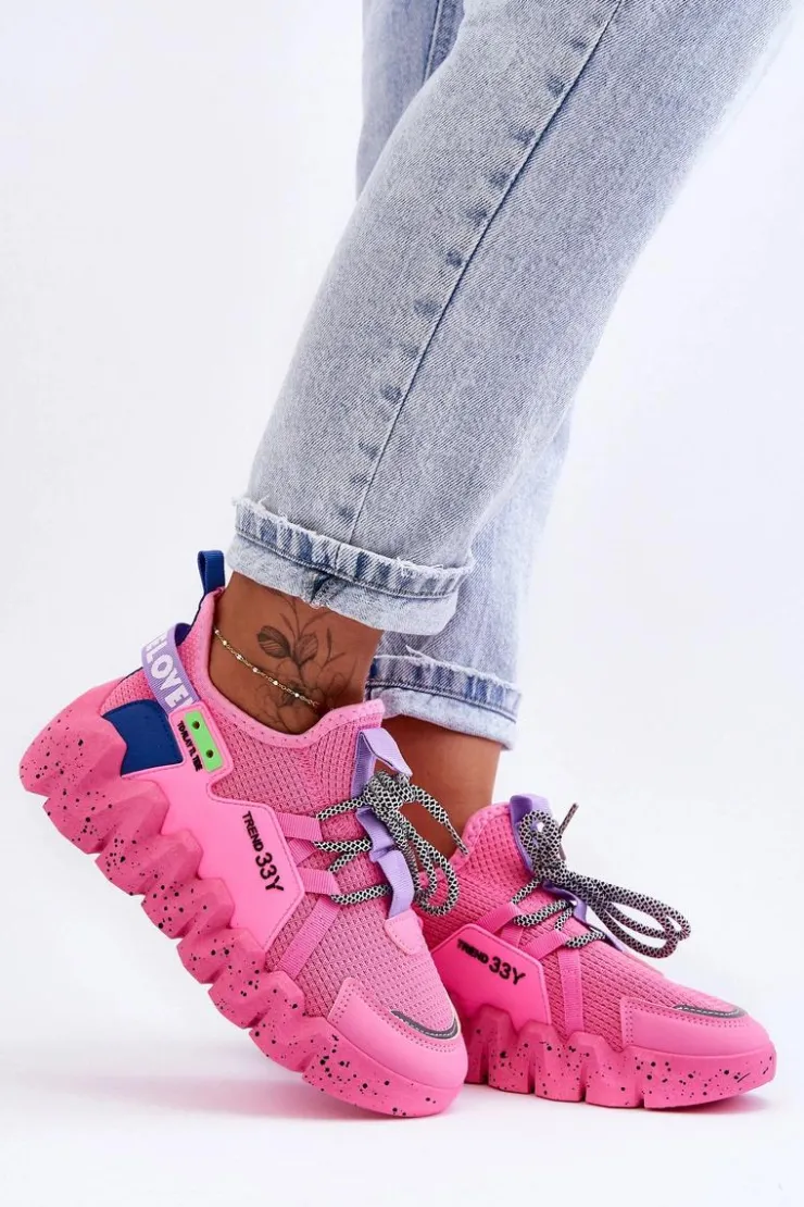 Boto Buty Sportowe Na Platformie|Sneakersy Damskie*Wsuwane Modne Sneakersy Różowe Evolution