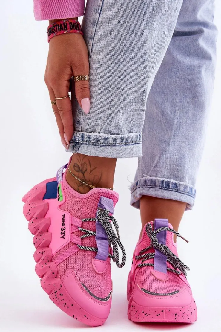 Boto Buty Sportowe Na Platformie|Sneakersy Damskie*Wsuwane Modne Sneakersy Różowe Evolution