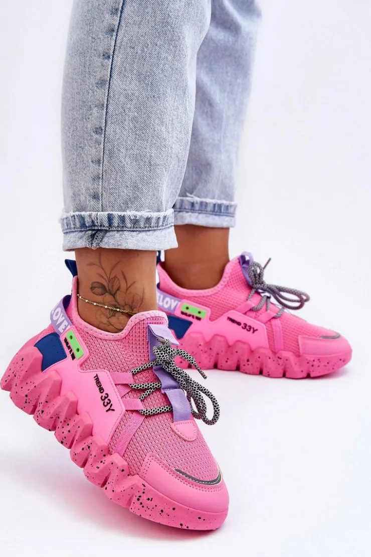 Boto Buty Sportowe Na Platformie|Sneakersy Damskie*Wsuwane Modne Sneakersy Różowe Evolution
