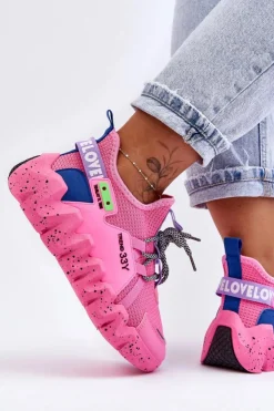 Boto Buty Sportowe Na Platformie|Sneakersy Damskie*Wsuwane Modne Sneakersy Różowe Evolution