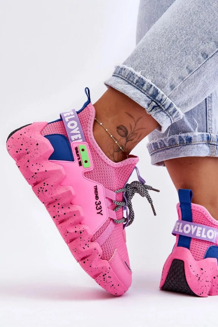 Boto Buty Sportowe Na Platformie|Sneakersy Damskie*Wsuwane Modne Sneakersy Różowe Evolution