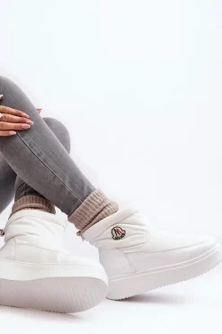 Boto Wsuwane Śniegowce Damskie Na Platformie Białe Gattea