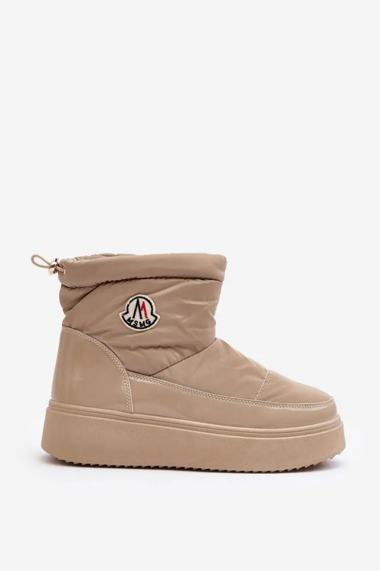 Boto Śniegowce Damskie*Wsuwane Śniegowce Damskie Na Platformie Beżowe Gattea Beżowy