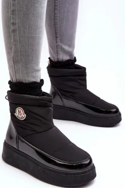 Best Boto Wsuwane Śniegowce Damskie Na Platformie Czarne Gattea Czarny