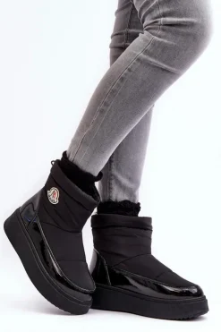 Best Boto Wsuwane Śniegowce Damskie Na Platformie Czarne Gattea Czarny