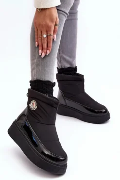 Best Boto Wsuwane Śniegowce Damskie Na Platformie Czarne Gattea Czarny